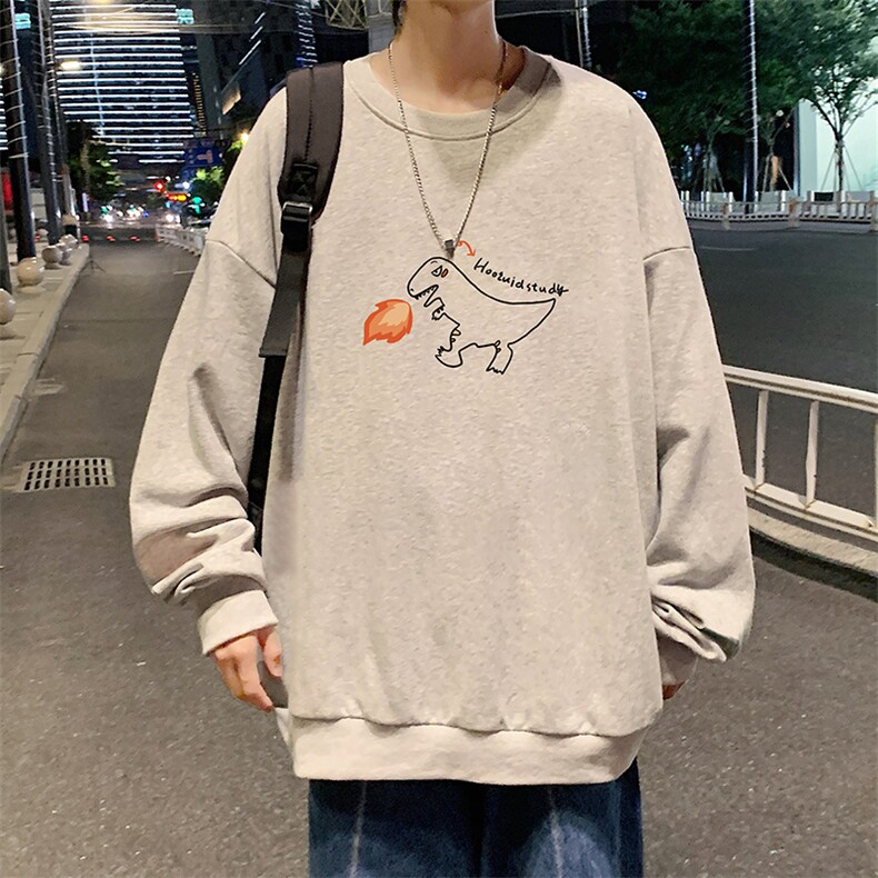 S6040-P28加绒款-P33秋季圆领卫衣男大码韩版宽松长袖外套,男装卫衣,电商A040