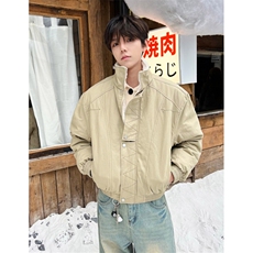 美式解构缉明线立领工装夹克秋冬款加绒加厚廓形棉服男女M6060，男装夹克，星座1116A（原606A-3）