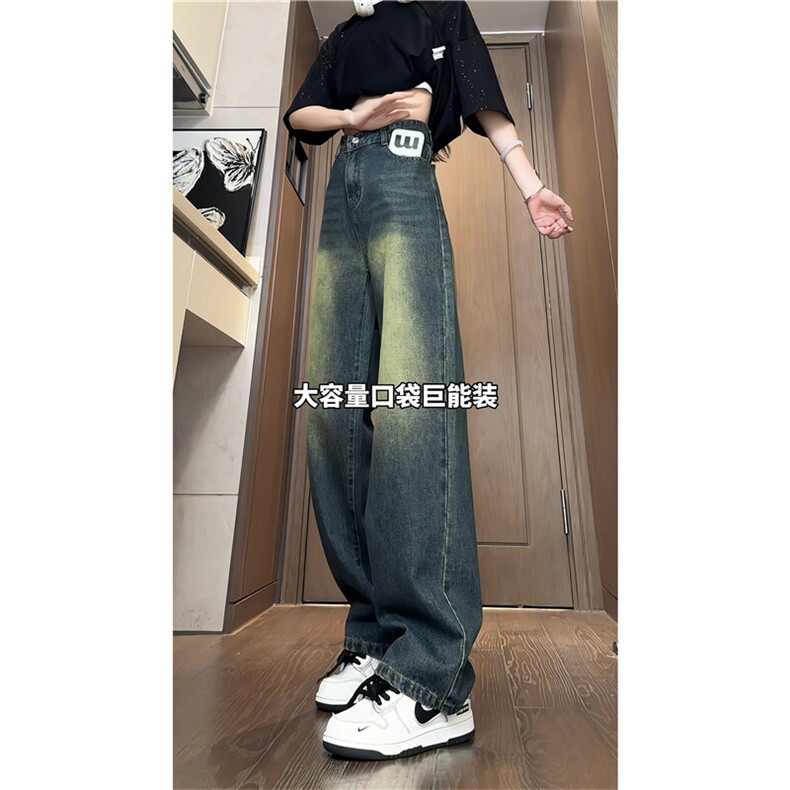 k1093-p45-控68 M-5XL 现货oversize cleanfit风牛仔裤大码渐变图片