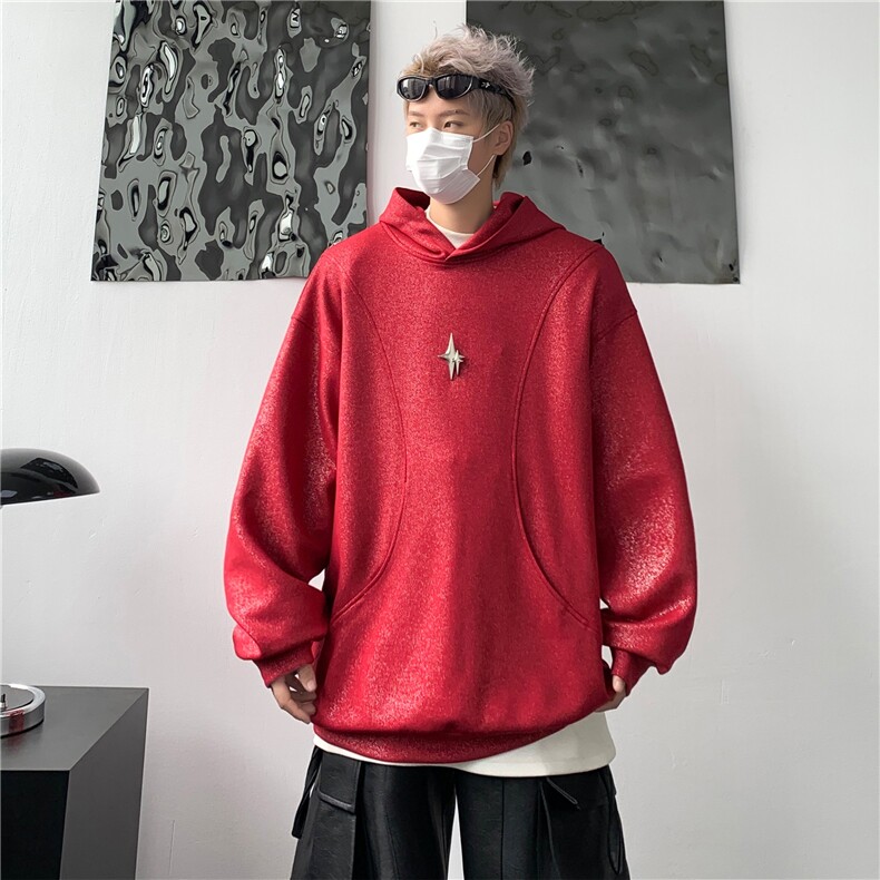 酒红色卫衣小众连帽上衣欧美高街vibe潮款外搭A061-AW00503-P60,男装卫衣,电商A061