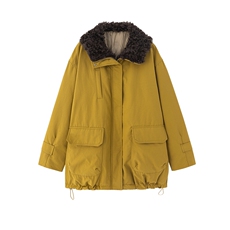 羊羔毛大翻领派克服女2025年冬季白鸭绒加厚保暖外套，女装派克服，贝蕾酷儿