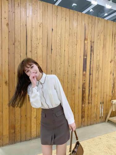 波浪领洋气衬衫，女装衬衫，麦筱萌