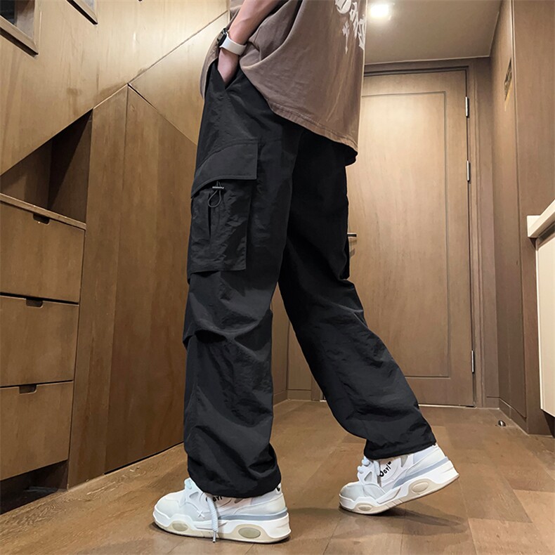 得物二开春季新款多口袋伞兵裤宽松直筒休闲裤工装裤K502-P42,男装休闲裤,星座914-3