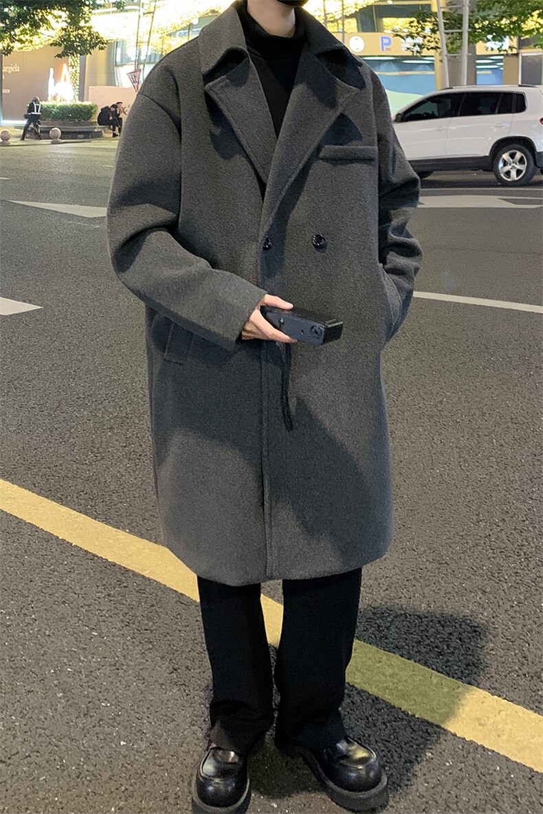 英伦气质毛呢大衣男中长款呢子风衣潮流雅痞男装外套MN9571/P100,男装毛呢大衣,电商B316
