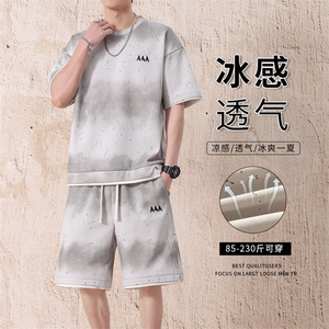 渐变色扎染短袖T恤套装男五分短袖休闲运动套装217-2-TZ08-特P55图片