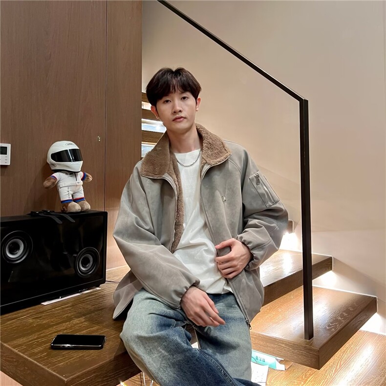 羊羔绒毛棉袄男士冬季2025新款加厚加绒棉衣冬装情侣棉服外套,男装棉衣,星座506A