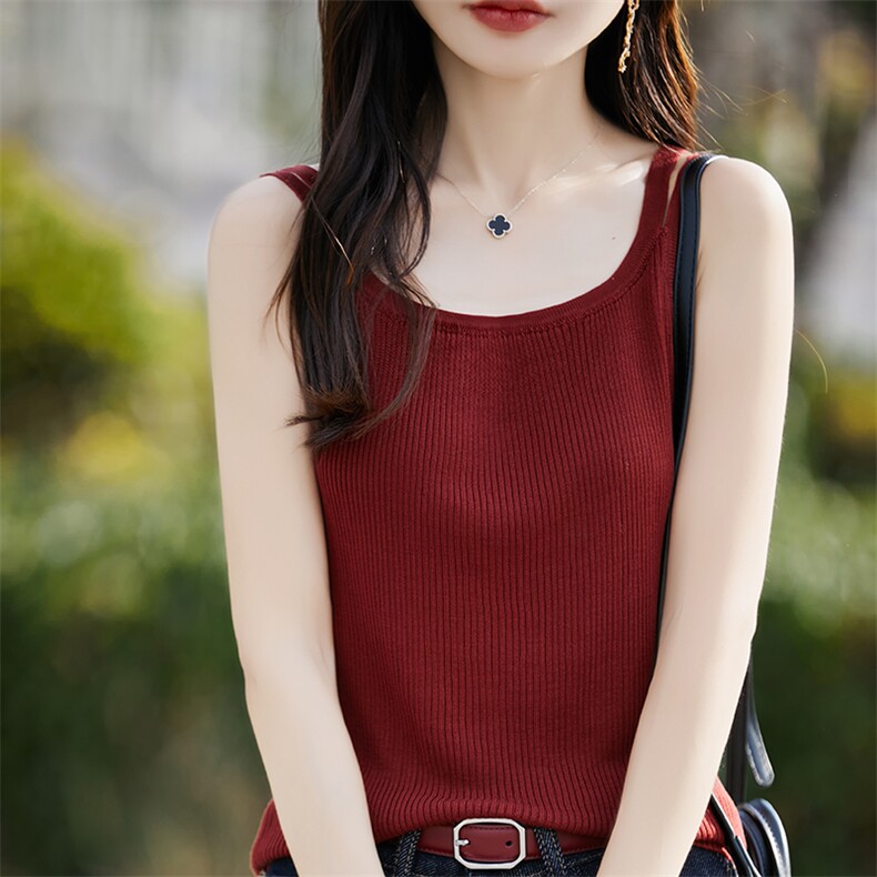 夏季莱赛尔天丝针织吊带背心女双肩薄款宽松显瘦内搭美背打底上衣,女装背心吊带,斯美雅安迪绒