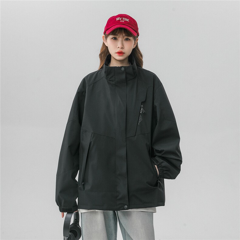 新款立领连帽撞色拼接情侣冲锋衣登山服夹克JK18/P65,男装夹克,星座202-3