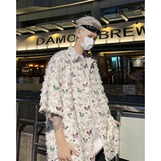 衬衫男士短袖韩版潮流高街帅气蝴蝶2024夏季新款ins外套CY802-P41，男装衬衫，星座412-3