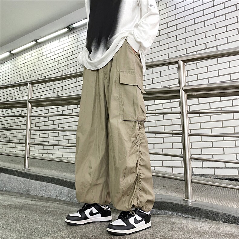 日系复古宽松阔腿工装长裤男港风直筒束脚休闲裤子潮 GK7137-P45图片
