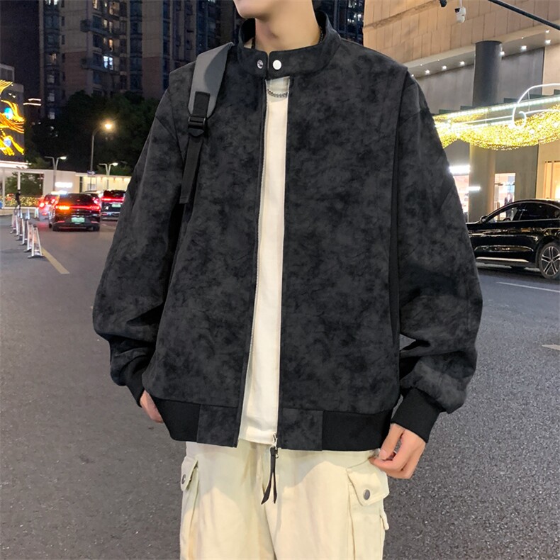 痞帅美式飞行夹克痞帅高级感立领冷色高级感工装外套JK02550-P88图片