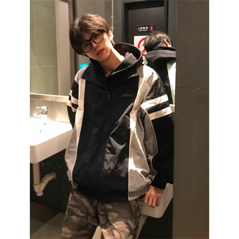 撞色拼接骑行服男款防水防风外套oversize美式机能户外登山服夹克,男装夹克,星座313A(原308A-2)
