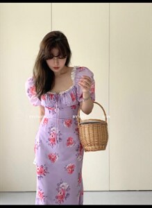 法式花色连衣裙 均码 现货图片