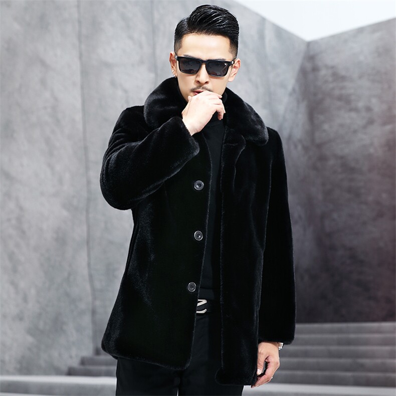 GBN8606冬季新款男士金貂绒外套短款翻领夹克仿貂绒男装P195图片