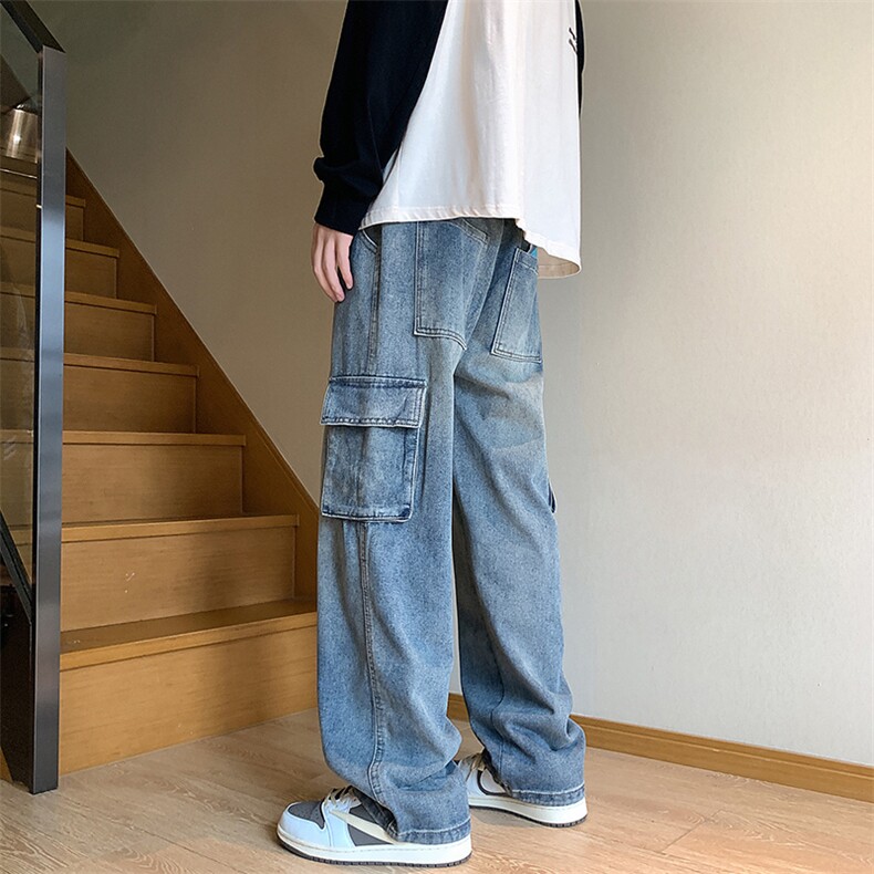 牛仔裤男宽松直筒工装裤K2368P55,男装牛仔裤,电商D325