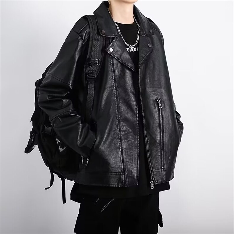 美潮立领PU皮衣外套男女休闲百搭情侣上衣质量风夹克潮PU921图片