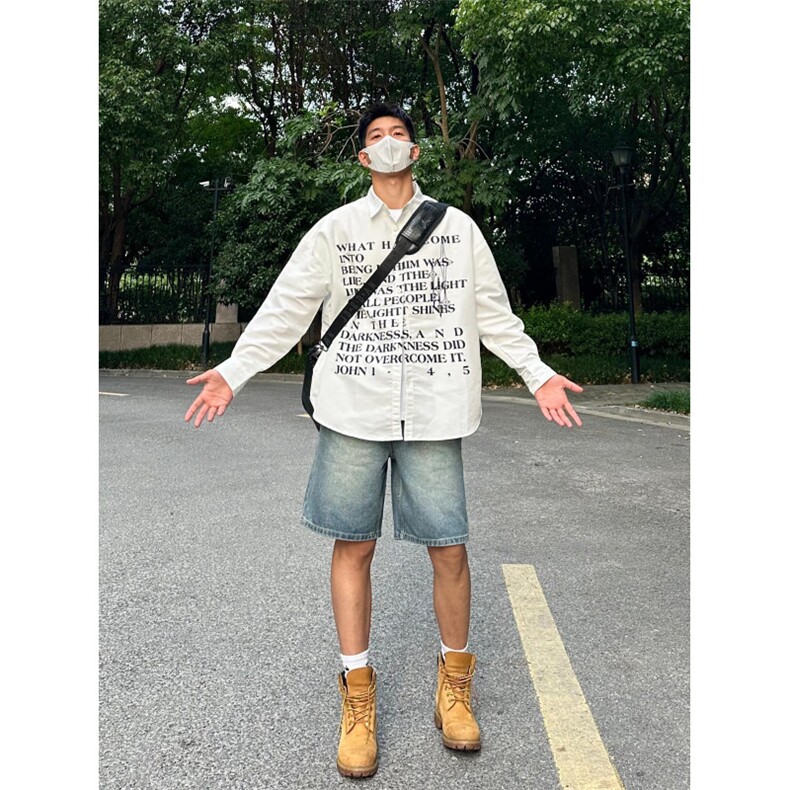 【有货】白色衬衫男女款春秋季设计感字母长袖衬衣外套1288CC-P39,男装衬衫,星座1007（原301D）