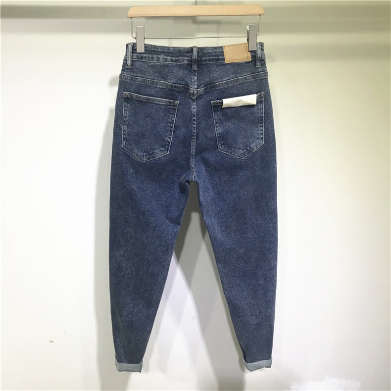 秋季新品深蓝色弹力做旧修身小脚牛仔裤男铅笔裤6032-P85长期款,男装牛仔裤,电商B230