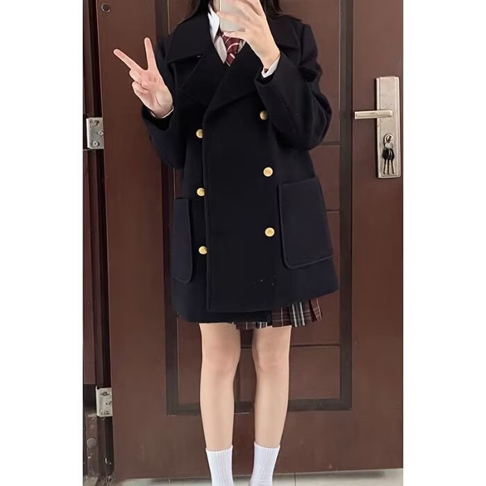 2025秋冬美式毛呢大衣外套女百搭日系学院风西装双排扣呢子大衣,男装西服套装,星座1210-1