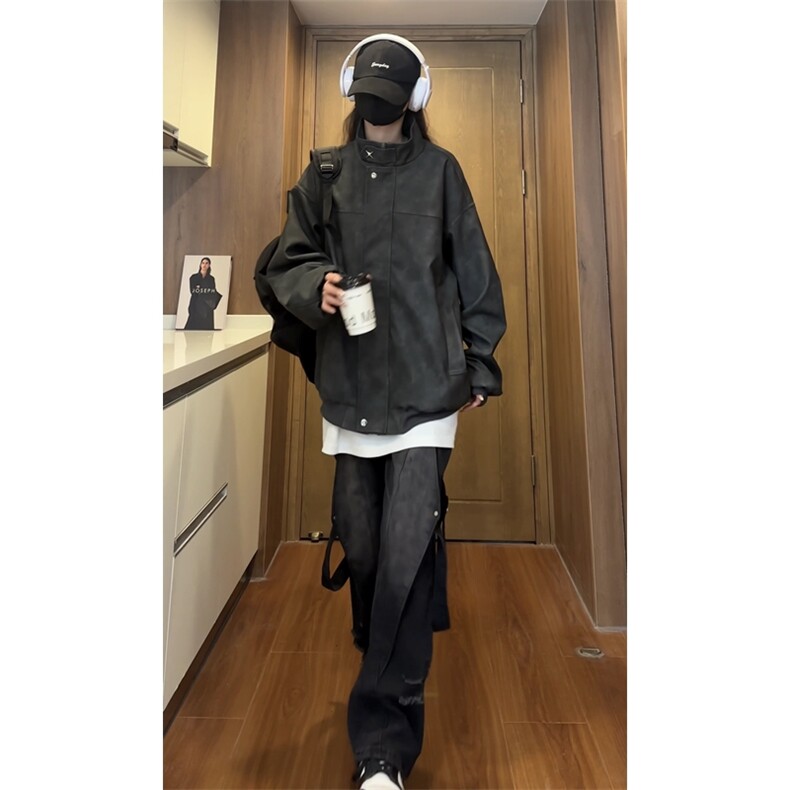 美拉德复古PU皮夹克磨砂质感外套（视频切片）1213-DY2313-P95,男装夹克,星座1213