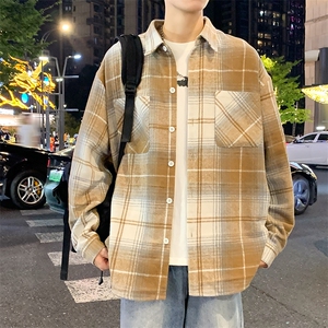 控价69港风格子衬衫宽松外套男女衬衣百搭格子外套CS2438 P40图片