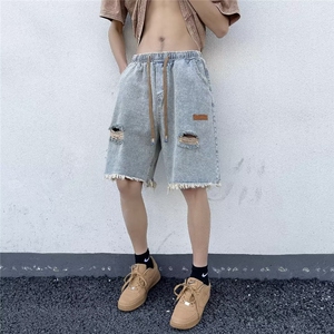 水洗破洞牛仔短裤男夏季潮牌美式痞帅休闲裤毛边炸街中裤WD58-P37图片