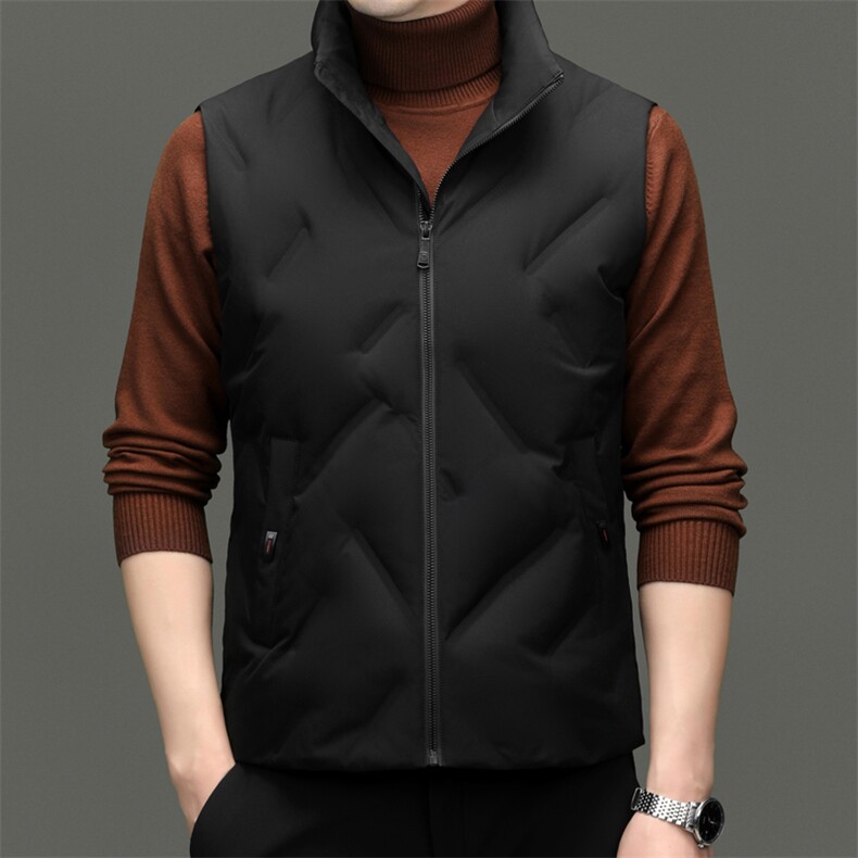 秋冬季羽绒马甲轻薄立领坎肩马甲休闲羽绒背心无袖保暖外套男装，男装背心/马甲，钱塘6003（原4033）