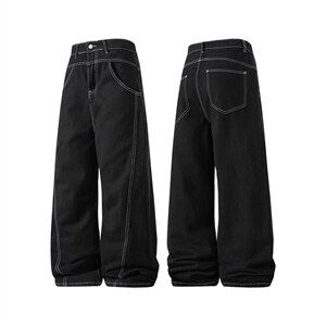 xz116-k16025-P35- 图 现货黑色拼接弯刀现货牛仔裤，男装牛仔裤，星座116