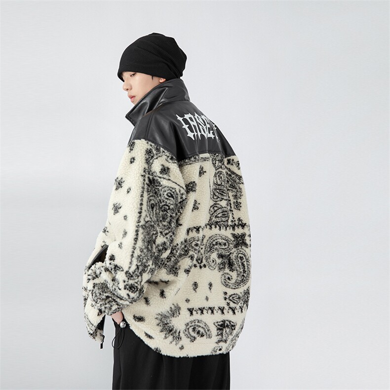 日系白墙2024冬新款羊羔毛拼接加厚立领棉衣棉服YG02-P120控150,男装棉衣,星座914-3
