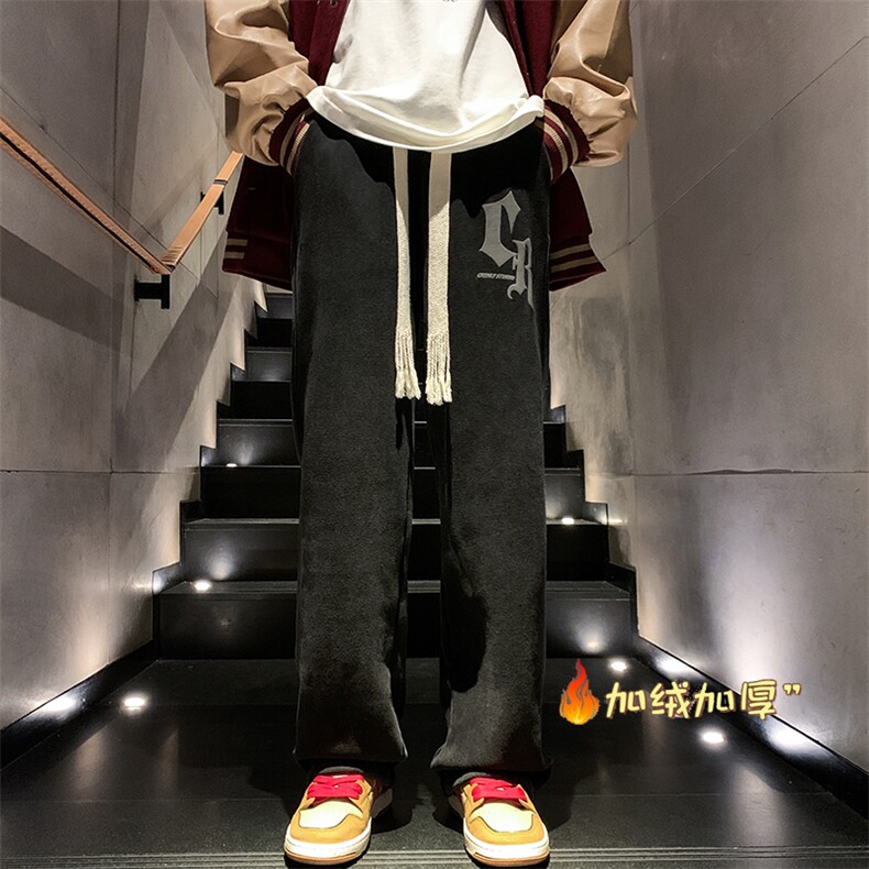 2024秋冬装水洗做旧发泡印花情侣卫裤大码加厚休闲裤XK66269J-P65,男装休闲裤,电商A042