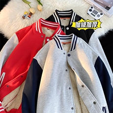 4冬季新款加绒加厚大码宽松棒球服羊羔绒外套男XZ102A-4-300-P65，女装短外套，星座211-2