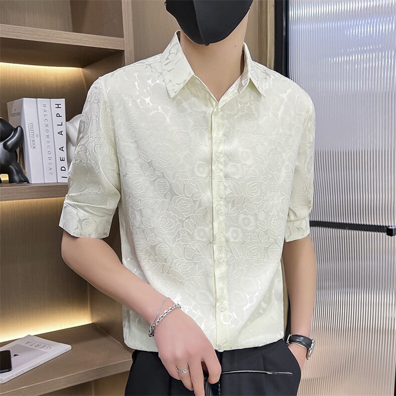 507A-CS532-P482025夏季时尚中袖碎花衬衫痞帅青年衬衫,男装衬衫,星座507A（原星座306B-2）