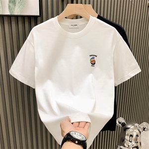 欧洲站时尚潮牌轻奢男T恤短袖青年刺绣新款体恤网红圆领宽松半袖图片