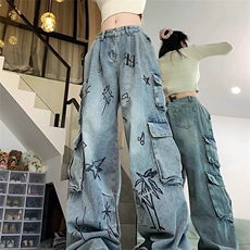 DN1005-P65美式重工牛仔裤男高街宽松机能潮牌工装裤-网图现货，男装牛仔裤，星座603-2