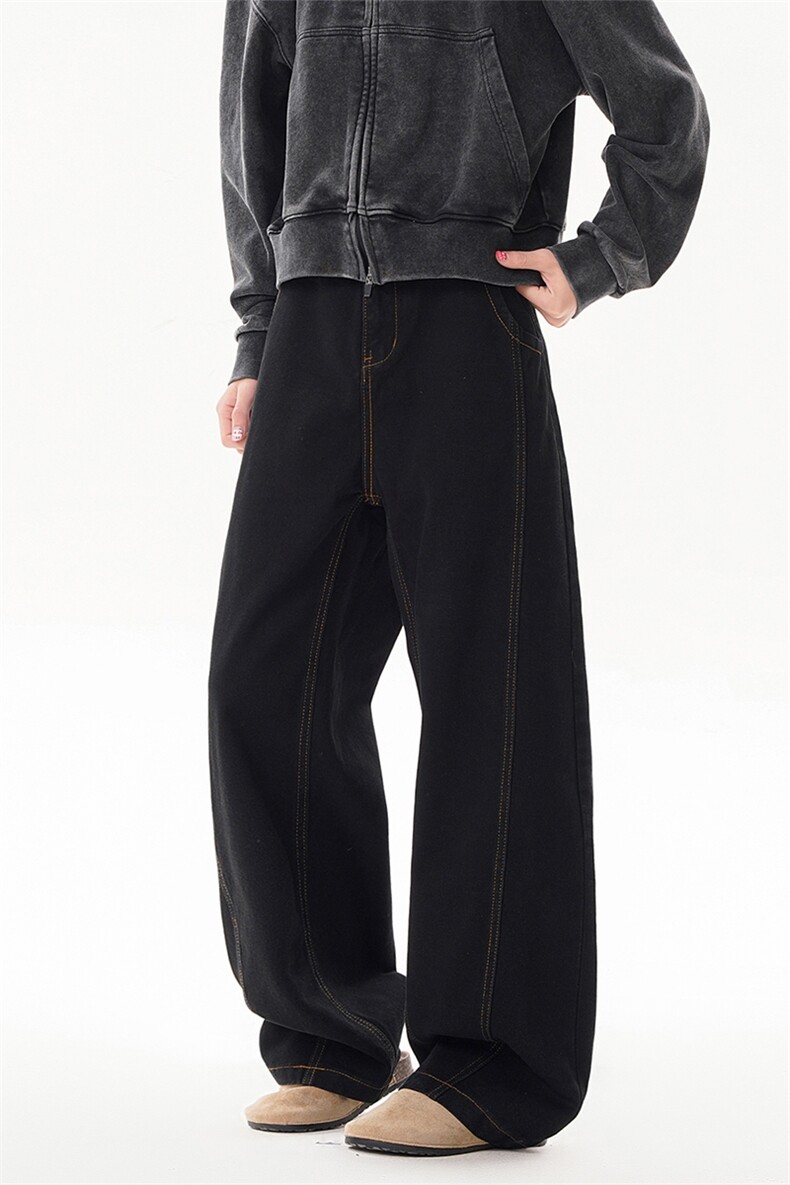 B221美式ins高街暗黑宽松直筒弯刀牛仔裤LK25597-特P38控78,男装牛仔裤,电商B221
