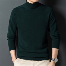 Z2451秋冬新款男式半高领全羊毛纯色针织衫保暖打底衫P138图片