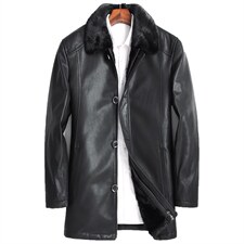 J7069新款海宁男式绵羊皮皮衣男中长款水貂内胆翻领皮克服P，男装皮衣，电商B360