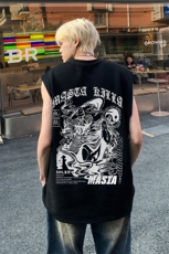 华夫格背心直播高品质重磅220克关公印花HB739-P25控38，男装背心/马甲，星座508（原C305）