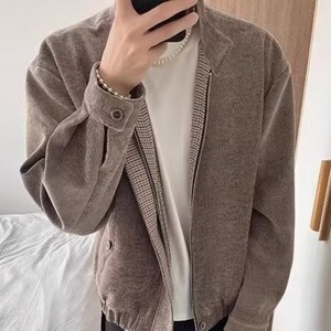 春秋美式复古树纹肌理千鸟外套男设计高级感短款立领夹克J8821,服装色彩与搭配智慧树图片