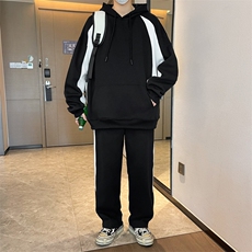 撞色连帽青年卫衣2025新款春秋潮牌学生外套男装酷套装两件套P100，男装休闲套装，星座1210A