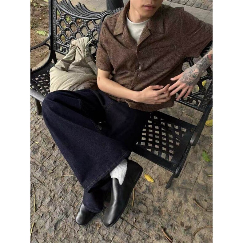 杭州出货~毛巾短袖夏季古巴领肌理感短袖衬衫CT25119批48,男装T恤,星座1004-6
