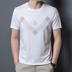 男士短袖T恤2023新款圆领纯色薄款中年爸爸装半袖上衣P45图片