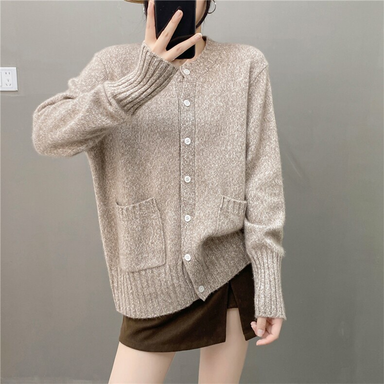 2025百搭时尚简约花纱开衫羊绒衫，女装羊绒衫，国旺羊绒