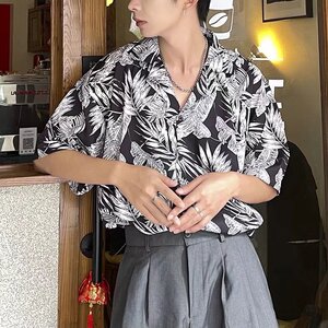 夏季短袖衬衫夏威夷宽松休闲冰丝四面弹C311P30图片