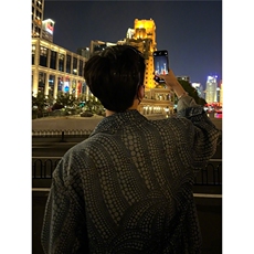 白敬亭同款春秋牛仔外套南瓜图案波点高级夹克男女拉链宽松休闲潮，男装工装外套，星座506A