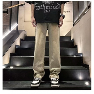 牛仔裤男款春秋季2024美式高街痞帅宽松潮牌阔腿直筒裤子N306-P45图片