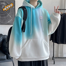 2023冬季新款港风大皂大码加绒加厚渐变卫衣M-5XHW2-P65，男装卫衣，电商A022