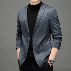 春秋新款男士宽松纯色西装上衣中年商务休闲薄款西服ZL6830-P195，男装西服，星座1105-3