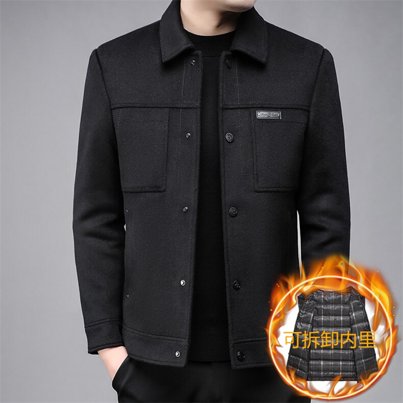 B811白鸭绒90绒毛呢羽绒服内胆可脱卸商务精品男士羽绒服外套,男装羽绒服,钱塘207-3