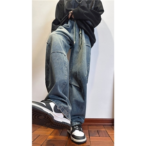k1085-p55-控78  S-3XL现货折皱宽松cleanfit牛仔裤图片